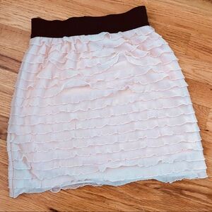 Women’s Pink Ruffle Skirt with Black Waistband